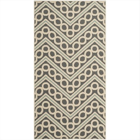 Safavieh 8 X 11 Ft. Rectangle- Indoor - Outdoor Hampton Dark Grey And Ivory Power Loomed Rug HAM513CD-8